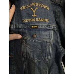 Yellowstone Wranglers Jacket Jean Denim Dutton Ranch Logo Rugged Rip Unisex Sm